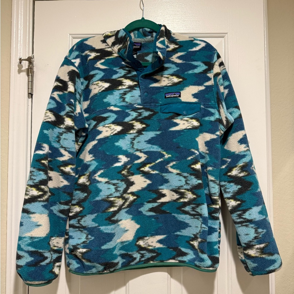 Patagonia Pullover Men’s Large Blue Geometric Synchilla Fleece Snap-T
Pullover